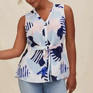 Torrid 3x Peplum Georgette Button-Front Tie-Front Blouse